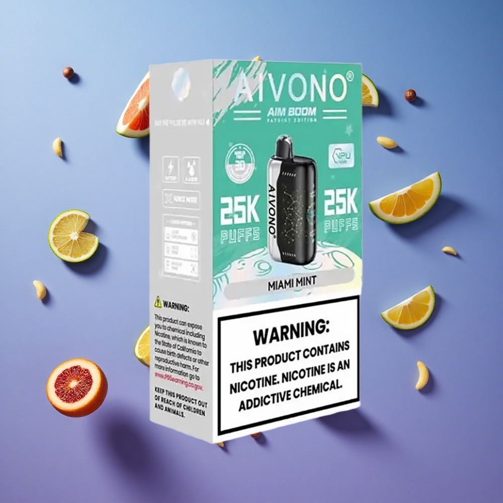 Menta Miami Aivono Aim Boom 25000 Puffs 28ml Capacità E-Liquid Italia vape