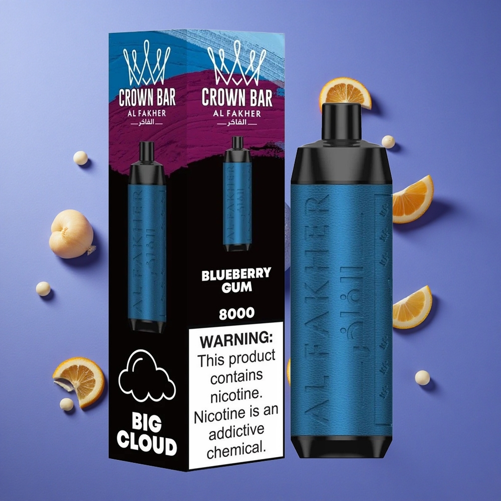 Gomma Mirtillo Al Fakher Crown Bar 8000 Cristallo Disposable Con Batteria 600mah Italia vape