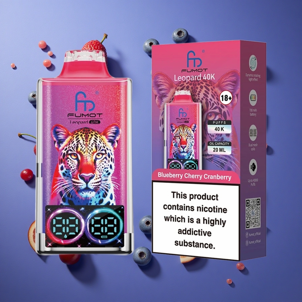 Mirtillo Ciliegia Fumot Leopard 40000 Puffs Ricarica Tipo-C Italia vape