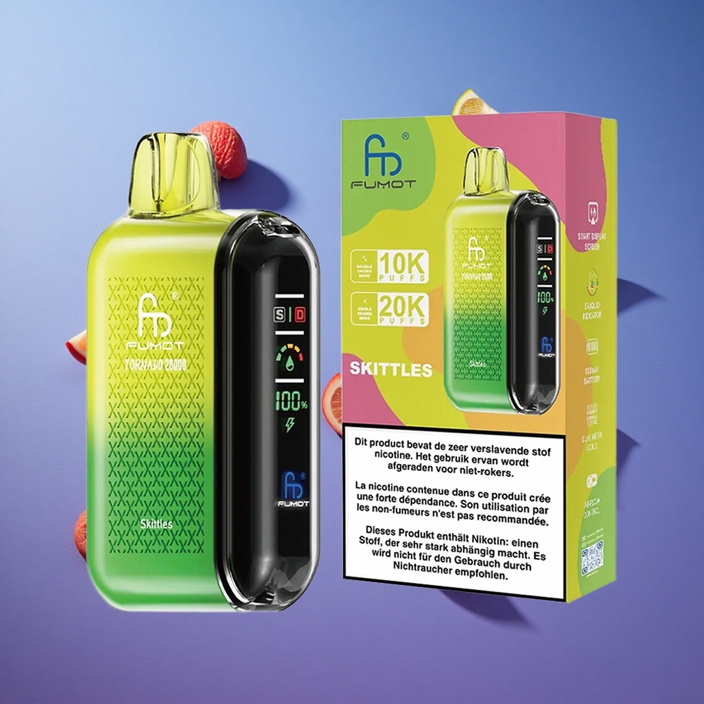 Combinazione di Skittles Fumot Tornado 20000 Puffs Dual Mesh Coil Italia vape