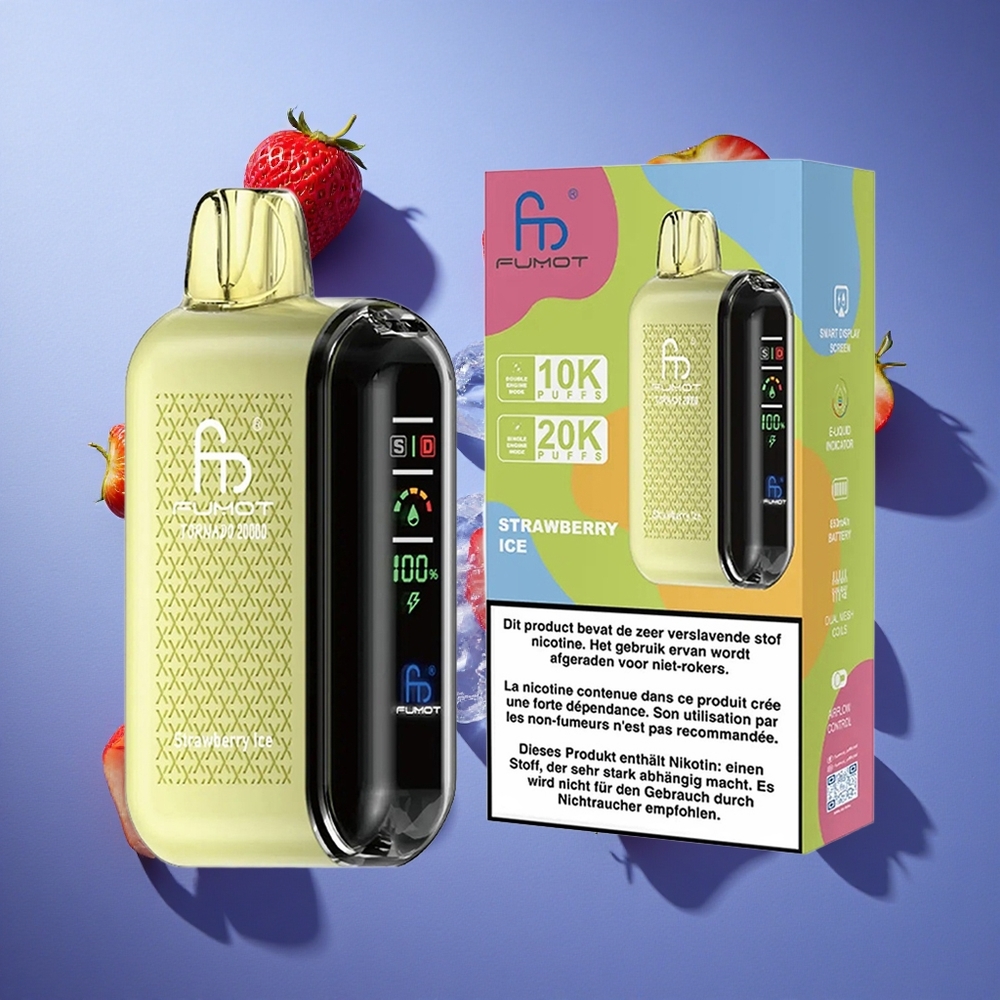 Fragola Ghiaccio Fumot Tornado 20000 Puffs Doppia Bobina Mesh Italia vape