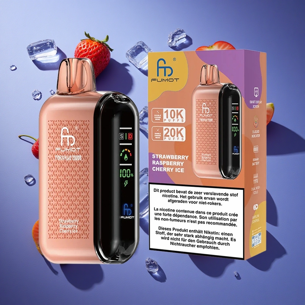 Fragola Lampone Ciliegia Ghiaccio Fumot Tornado 20000 Puffs Dual Mesh Italia vape