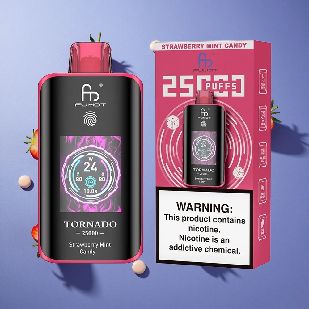 Fragola Menta Caramella Fumot Tornado 25000 Puffs 20ml Pre-riempito Italia vape