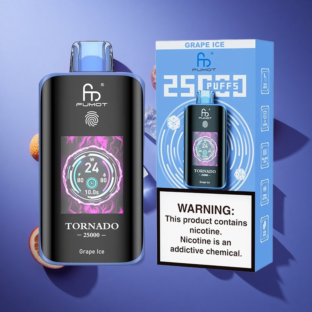 Ghiaccio Uva Fumot Tornado 25000 Puffs HD Screen Italia vape