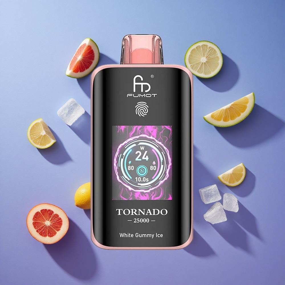 Gommoso Bianco Ghiaccio Fumot Tornado 25000 Puffs Schermo HD Italia vape