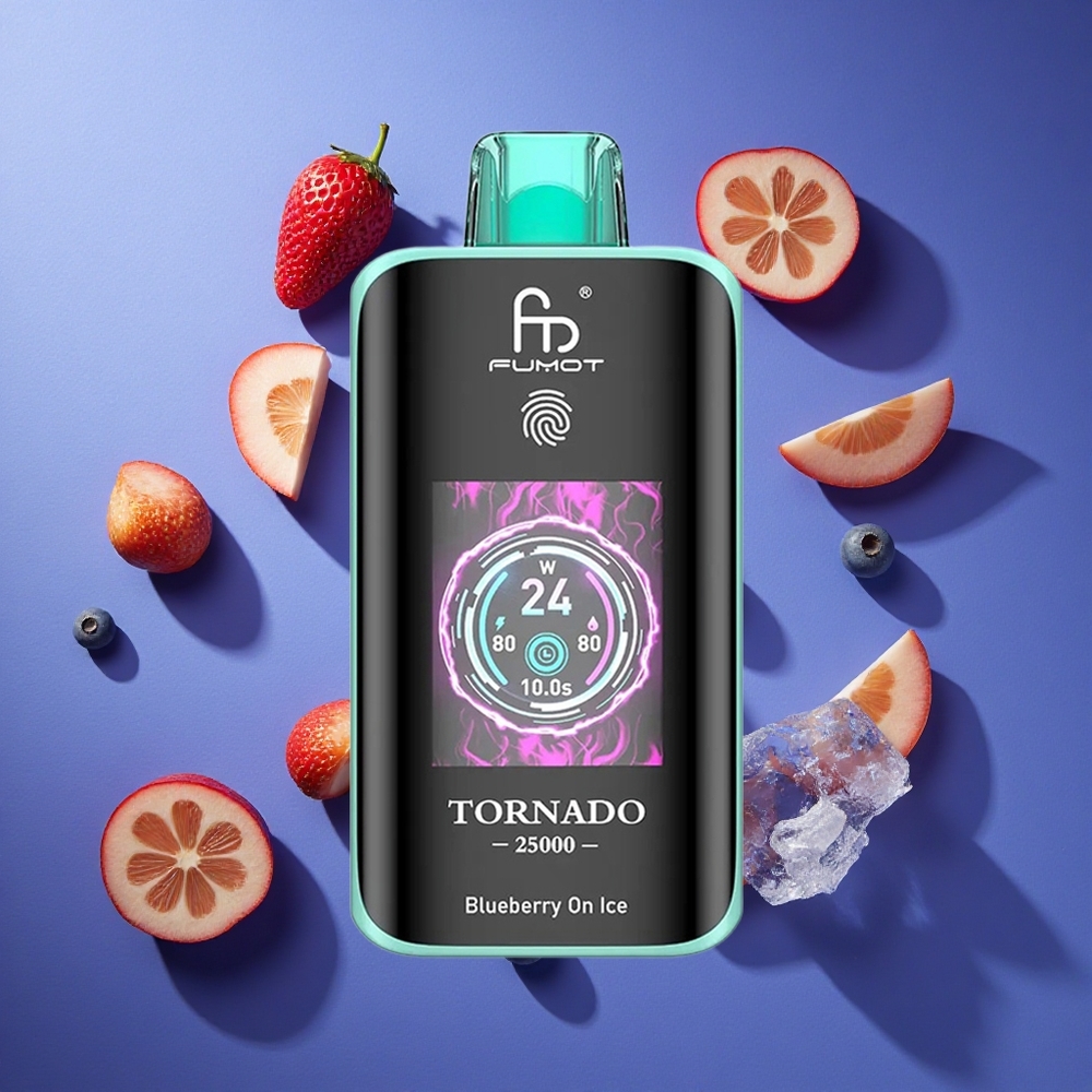 Mirtillo Su Ghiaccio Fumot Tornado 25000 Puffs Schermo HD Italia vape