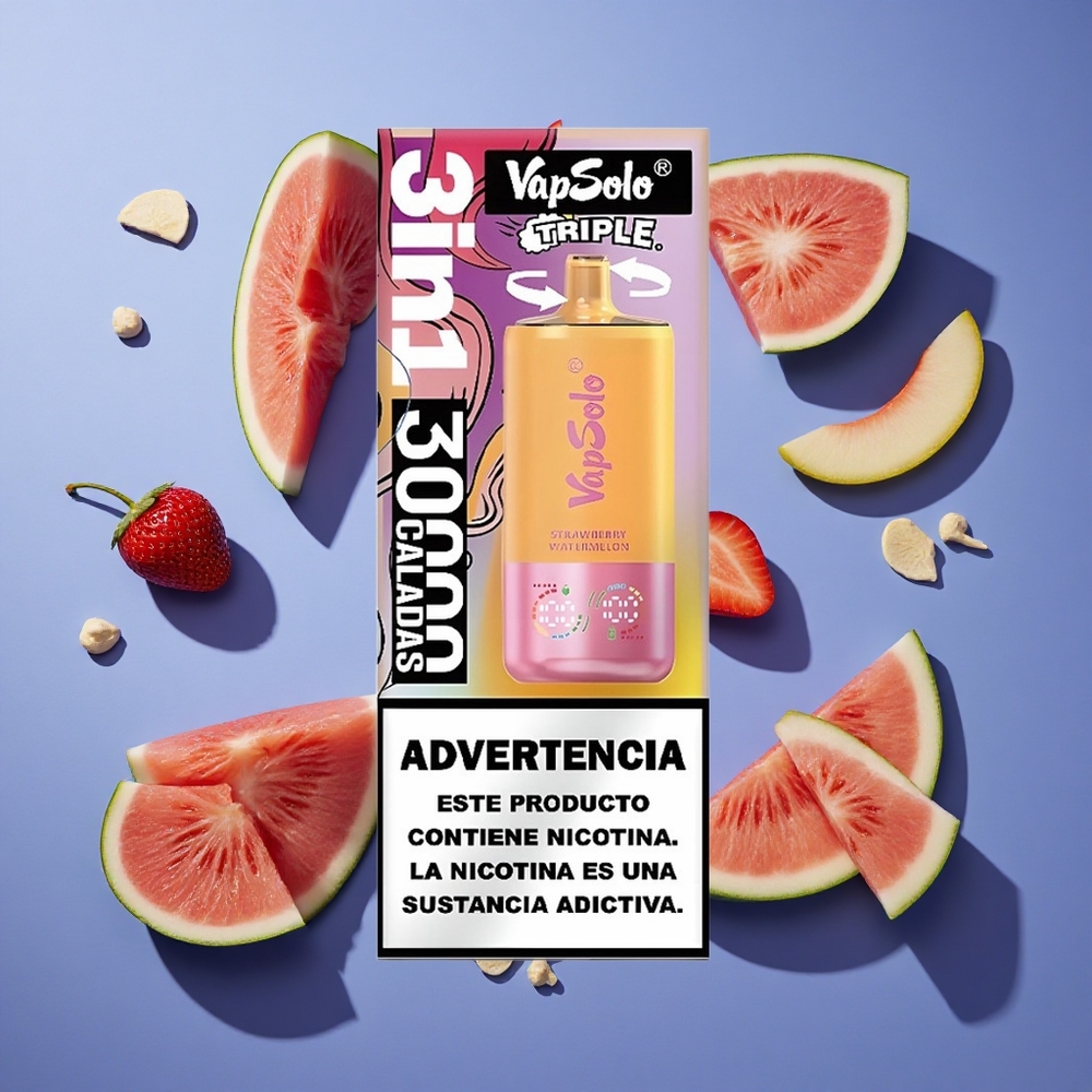Fragola Anguria & Limone Pesca VapSolo Triple 30000 Puffs 40ml Italia vape