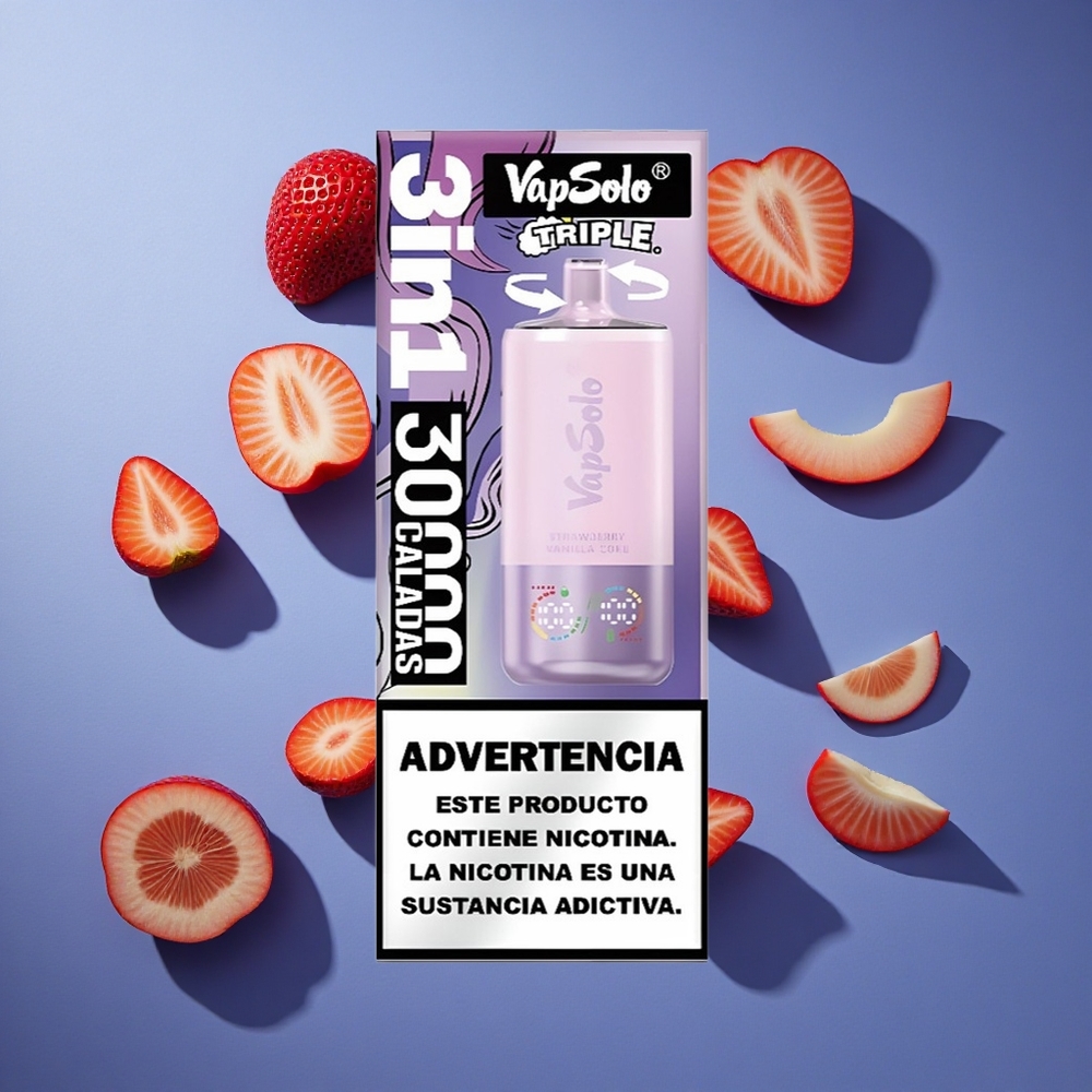Fragola Vaniglia Coca VapSolo Triple 30000 Puffs 3 Serbatoi Italia vape