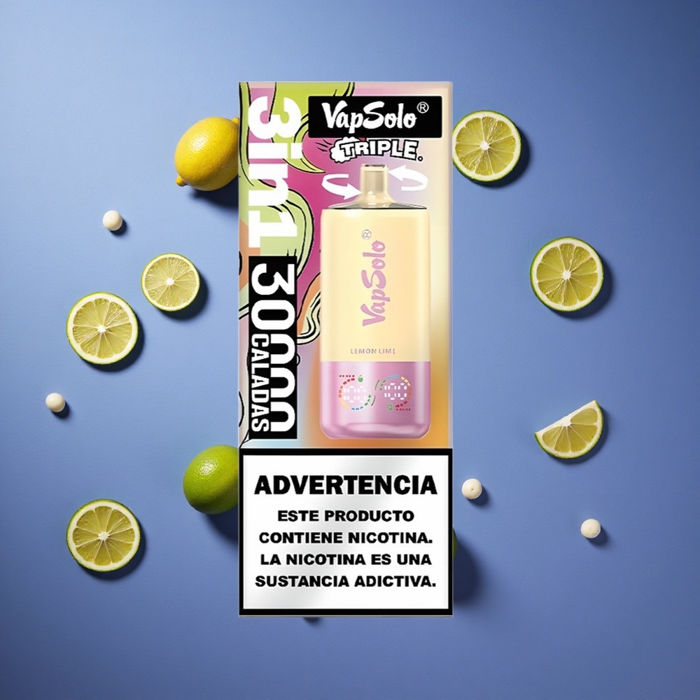 Limone Lime VapSolo Triple 30000 Puffs 3 Serbatoi Italia vape