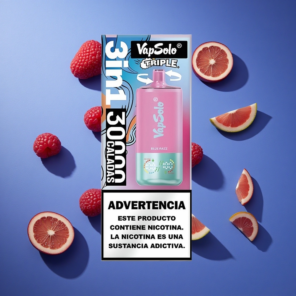 Mirtillo Blu Lampone VapSolo Triple 30000 Puffs 40ml Italia vape